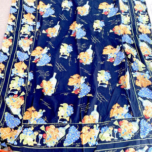 Vintage APRIL CORNELL Tablecloth Black & Multicolor Wine Vineyard Cotton Picnic